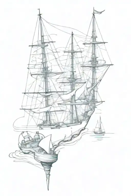 Three Masts And Animals In Nature