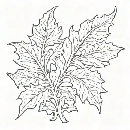 Acanthus Leaf In Engraving Style Illustration