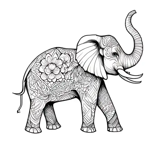Geometric Floral Elephant