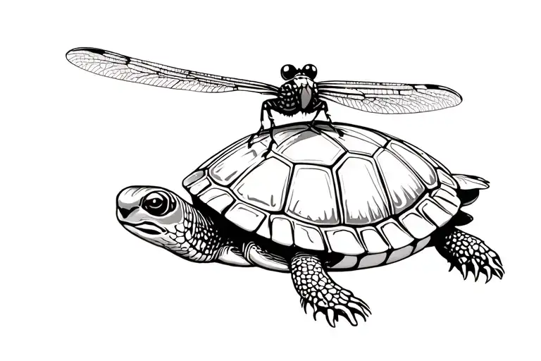 Dragonfly On A Turtle
