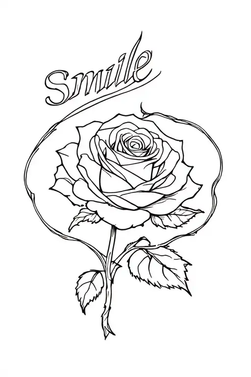 A Rose Around The Words Smile And A Demon