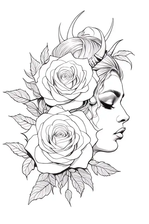 A Rose And A Demon Women Face