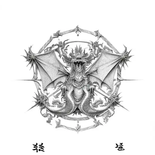 Holy Roman Empire The Dragon With Germand And Korean Symbols