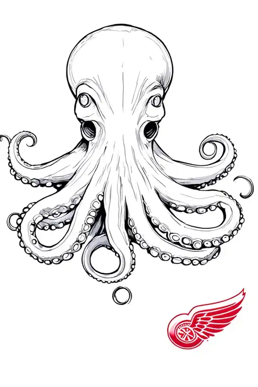 Octopus Holding Detroit Redwings Logo