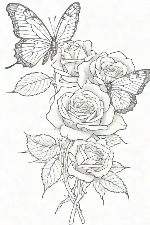 Rose And Butterfly Emerging