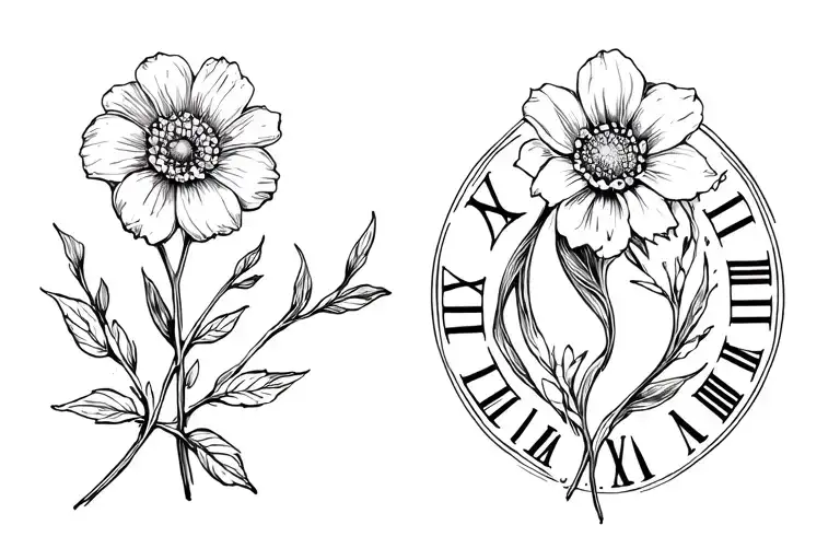 Roman Numeral And Fetus Symbolizing Loss Grief Flower