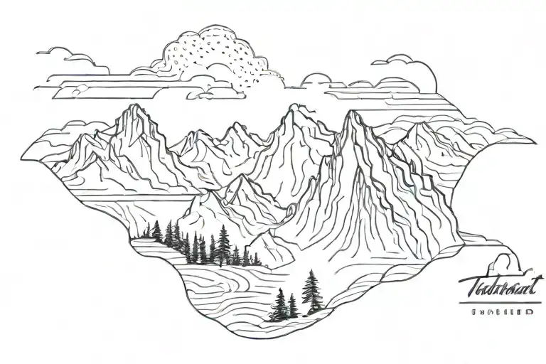 A Minimalist Tattoo Of A Mountain Range Silhouette