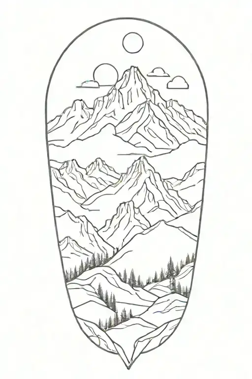 A Minimalist Tattoo Of A Mountain Range Silhouette