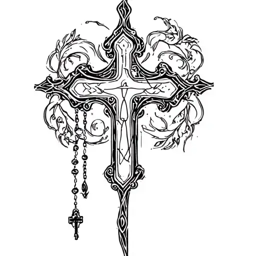 Cross Orthodox With Rosary