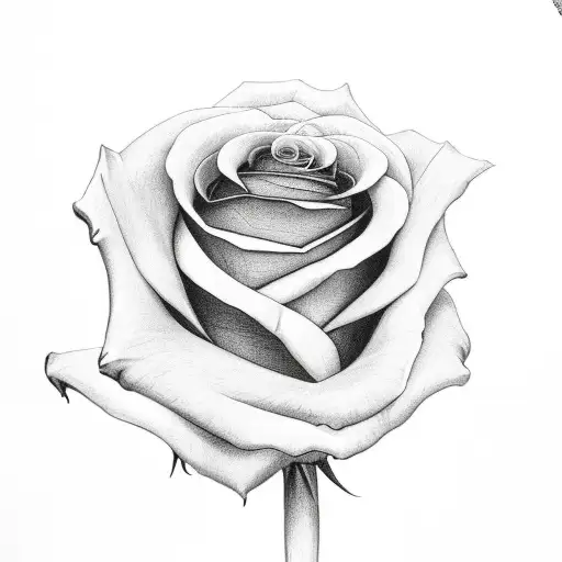 Realistic Rose With Stem