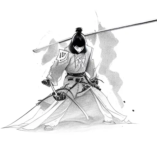 One Katana In Full Size Black Minimalism