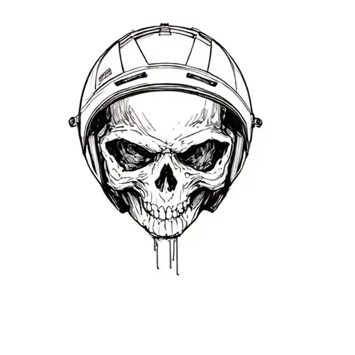 A Skull With A Motorbike Helmet
