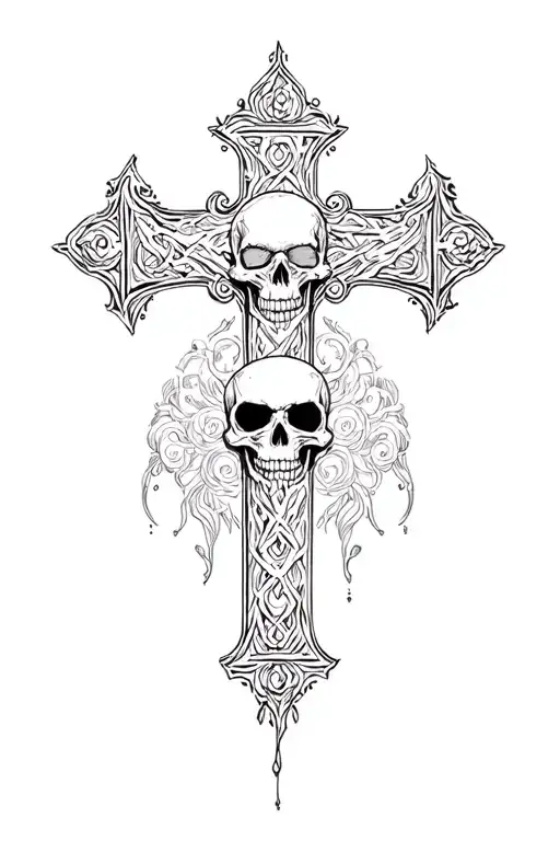 Cross With A Skull In The Middle