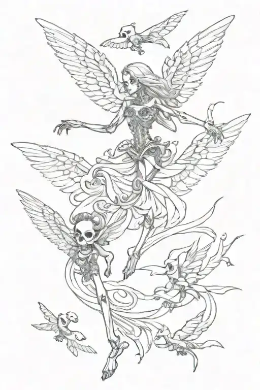 Skeleton Fairys Flying Up A Arm
