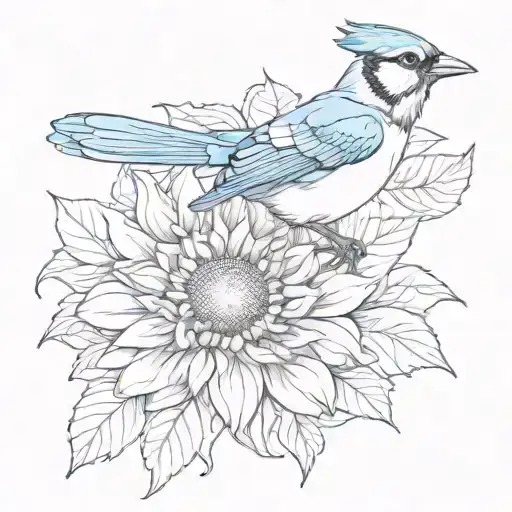 Fine Line Sunflower Blue Jay