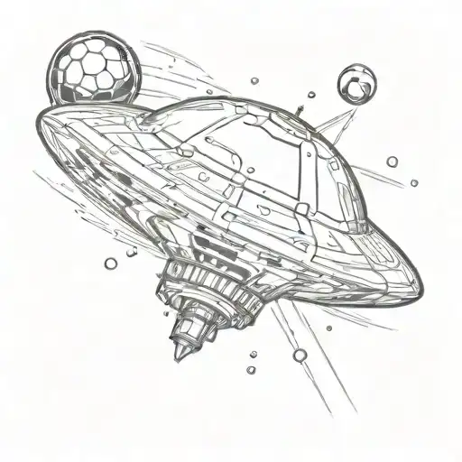 A Soccer Ball Balanced On A Flying Saucer
