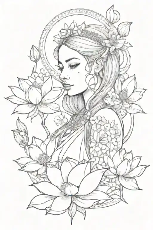 Ray Looking At Evangeline Surrounded By Lotus Flowers