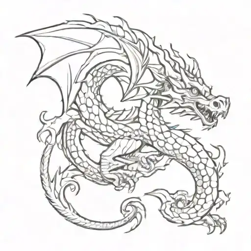 Dragon On A Paw Print Surrounded