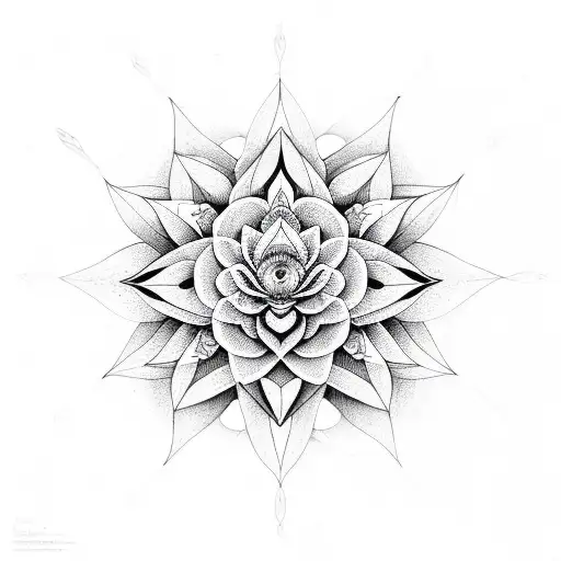 Sacred Geometry Lotus Flower With Unalome