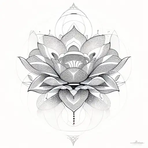Lotus Flower With Unalome With Sacred Geometry