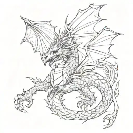 Non Fierce Dragon Flying Upwards Curved