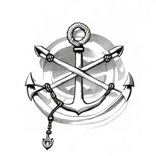 Anchor With Rosary Bead Chain