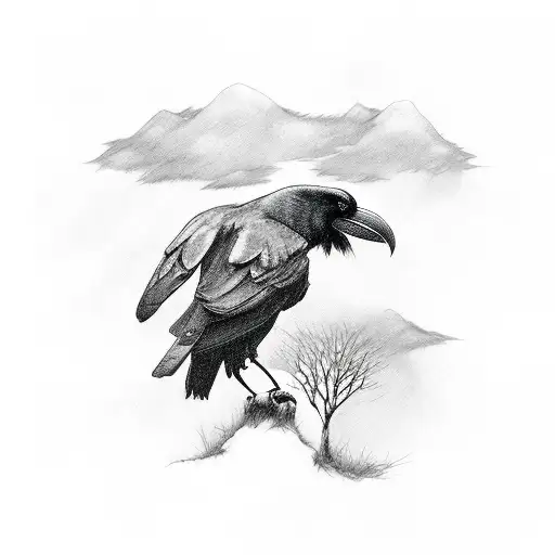 Raven With Noris God And Trees