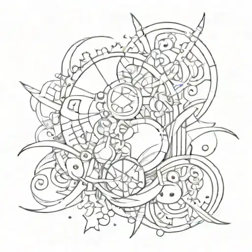 Create A Tattoo Design That Combines Elements Of Animation And Design In A Unique And Abstract Way