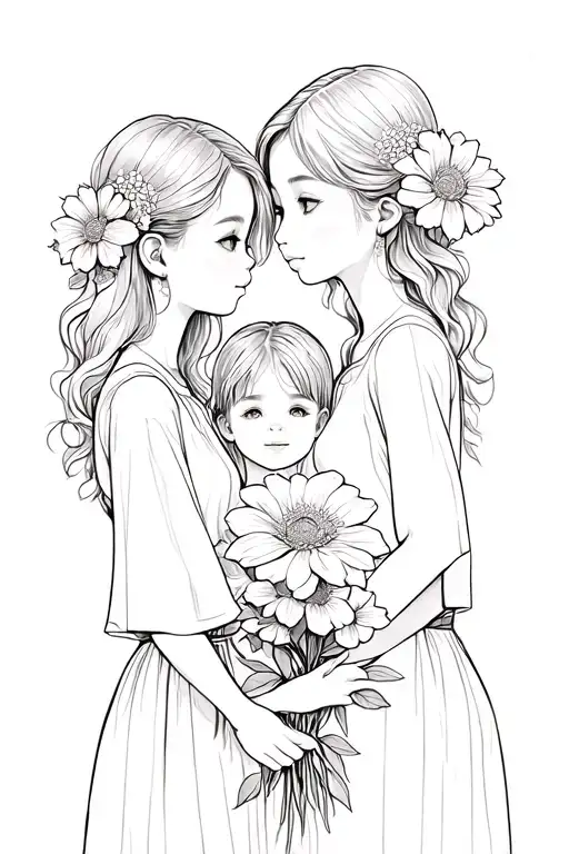 2 Girls 1 Boy Family Flowers
