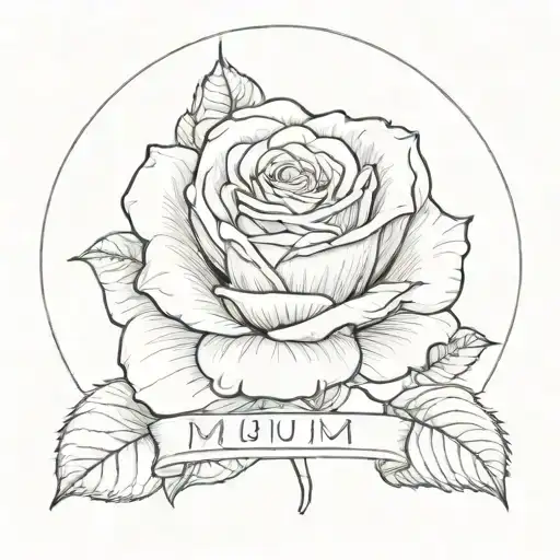 A Portrait Of A Rose With The Word 'Mum' Incorporated In The Petals