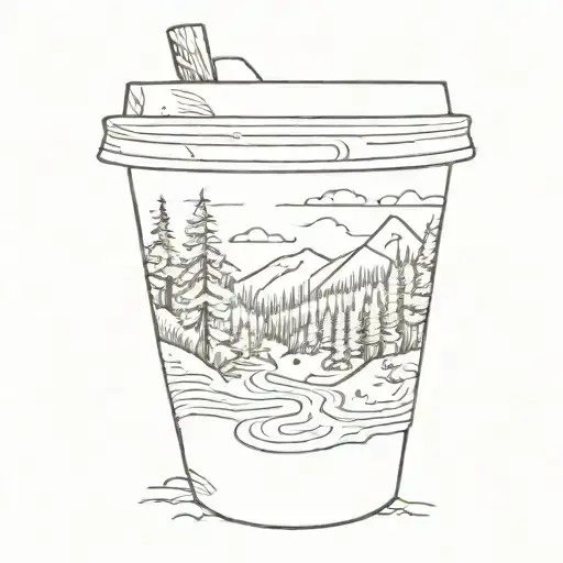 A Coffee Cup With A Hiking Trail Wrapping Around It