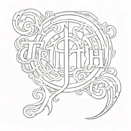 Tattoo Stencil Of The Word Truth But That The U Make It Into A True Religion Symbol