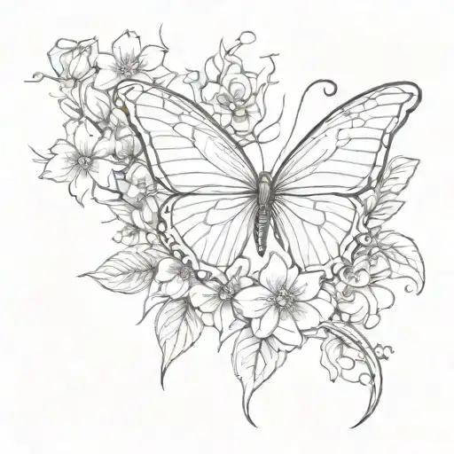 Beautiful Hand Butterfly With Flower Vines