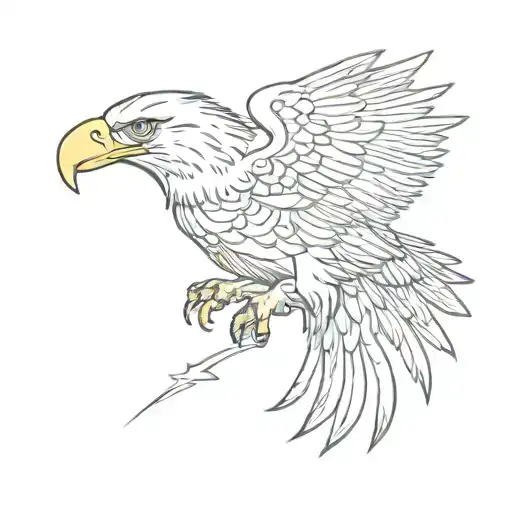 Bald Eagle Holding A Fish With Wings Usa Flag Color