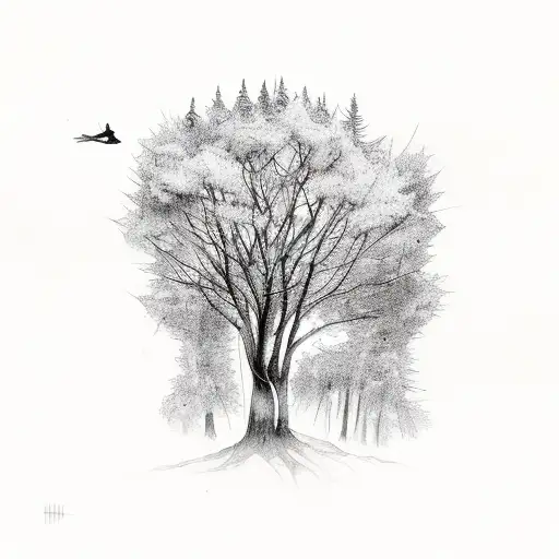 Crow With Trees In Background