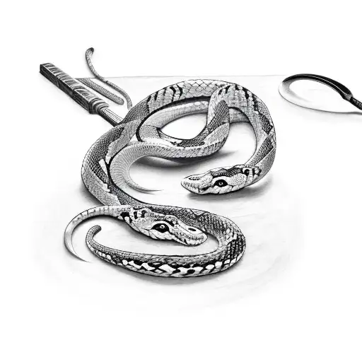 Katana Surrounded By A Snake