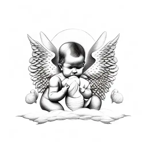 Three Baby Angels Symbolic Love Faith And Hope