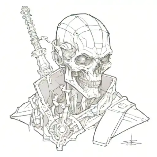 A Dead Necromancer In Cyberpunk Style