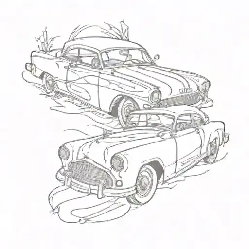 A Vato-themed Tattoo Featuring A Vintage Car