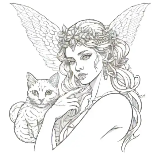 Femida Goddess With A Cat