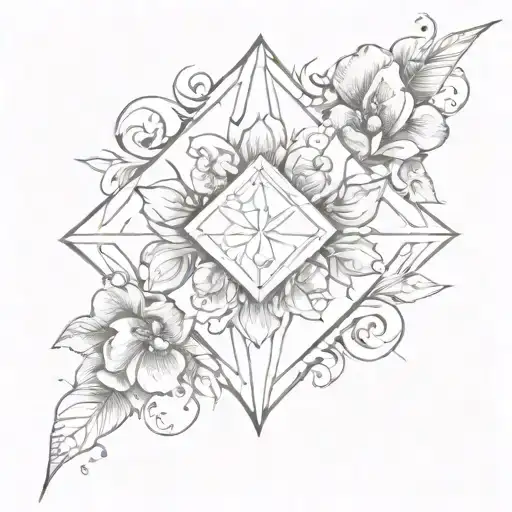 Floral Border With An E Diamond In The Middle