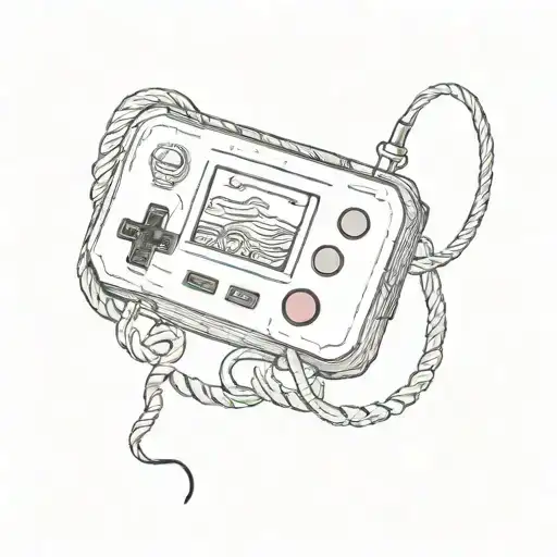 A Tattoo Of A Gaming Console With A Crochet Hook And Yarn Wrapped Around It