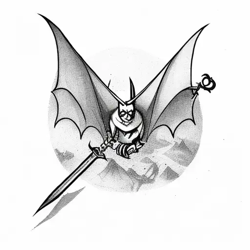 Bat On Skul In Sword
