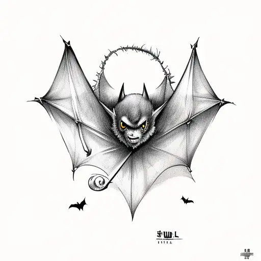 Bat On Skul In Sword