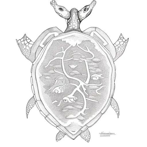 A Turtle With An Forest Island On Its Back