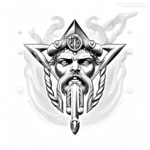 Poseidon Trident With The Ocean Behind It