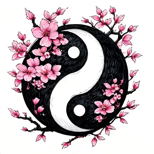 Panda Yin Yang Cherry Blossom