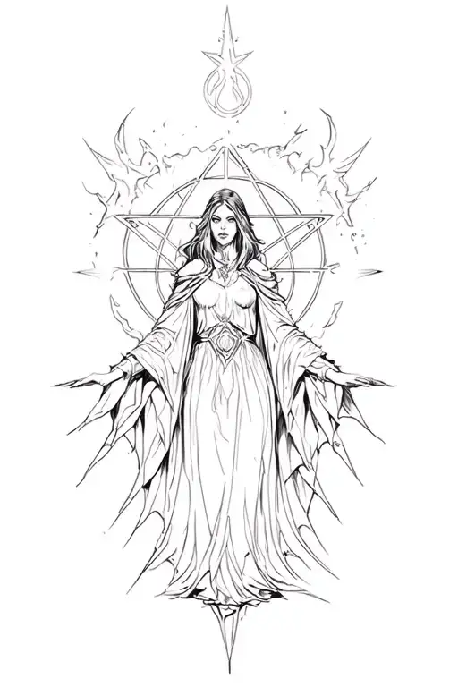 Dark Fantasy Sorceress Pentagram Spell Casting Effects