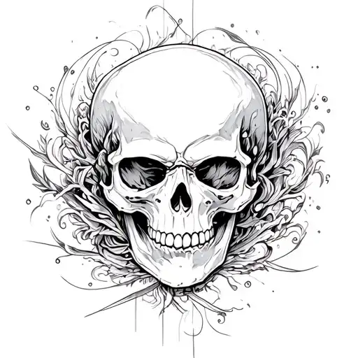 Skull Inside A Mask Surrounded By Swirling