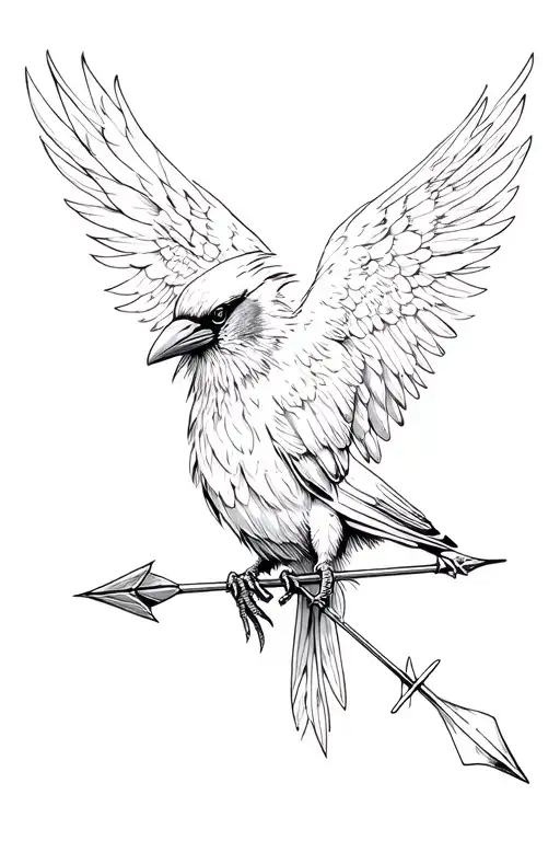 A Crow With An Arrow In Its Neck Intertwined